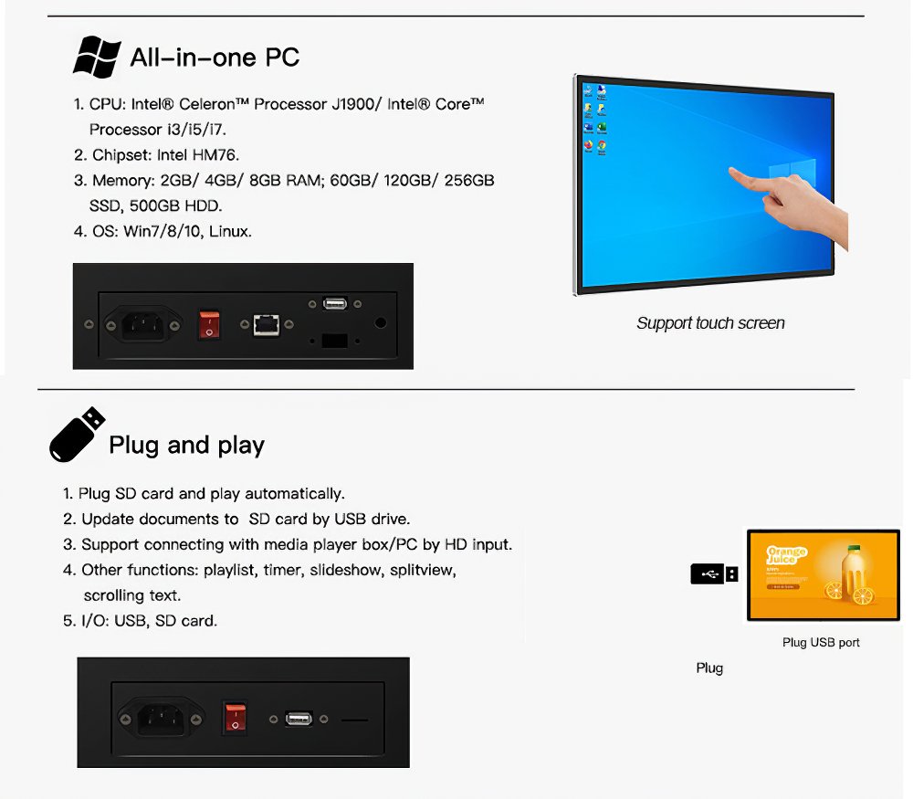 Factory Direct Sales Indoor 32 Inch Coffee Shop Wall Mounted Digital Advertising Lcd Screen(图4)